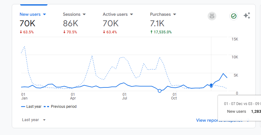 Last Year Google Analytics Screenshot